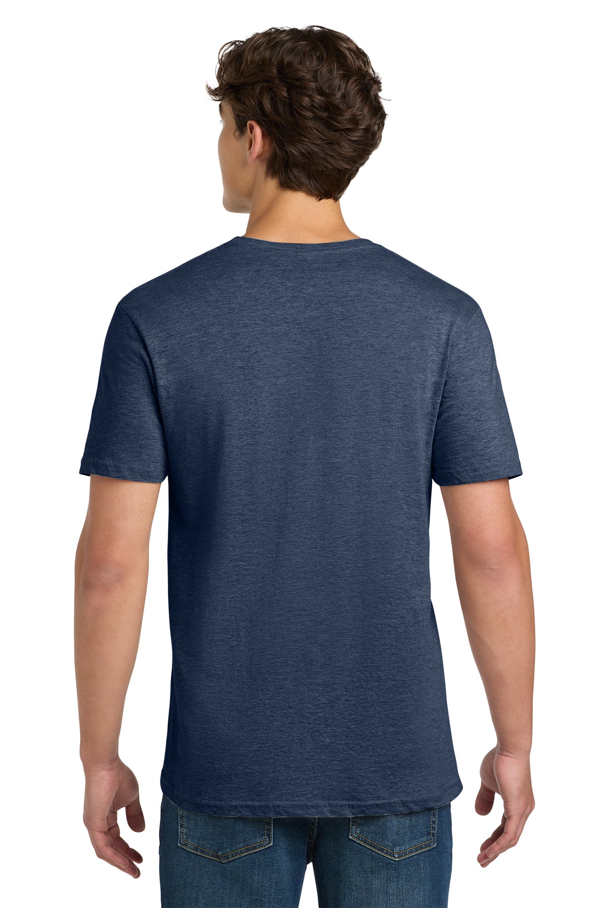 Custom Softstyle® T-Shirt in Heather Navy, back view