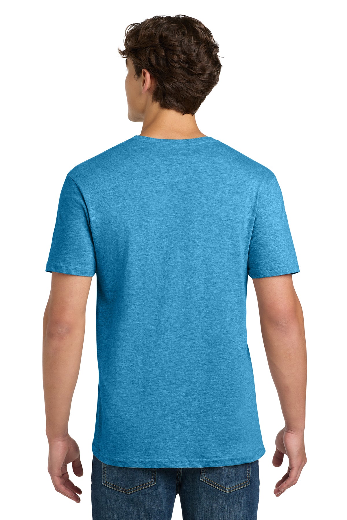 Custom Softstyle® T-Shirt in Heather Sapphire, back view