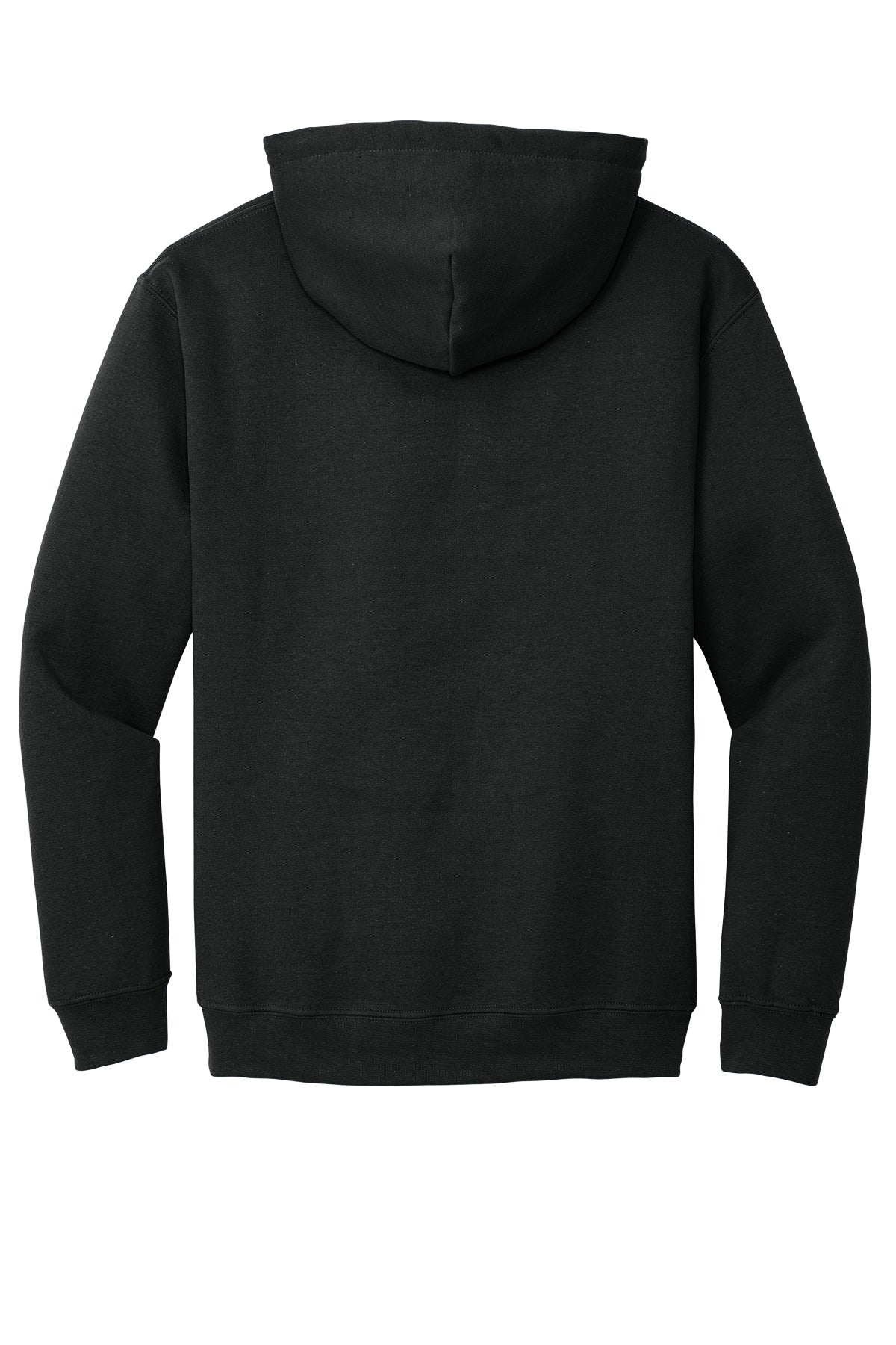 Black Gildan Heavy Blend hooded sweatshirt, back view