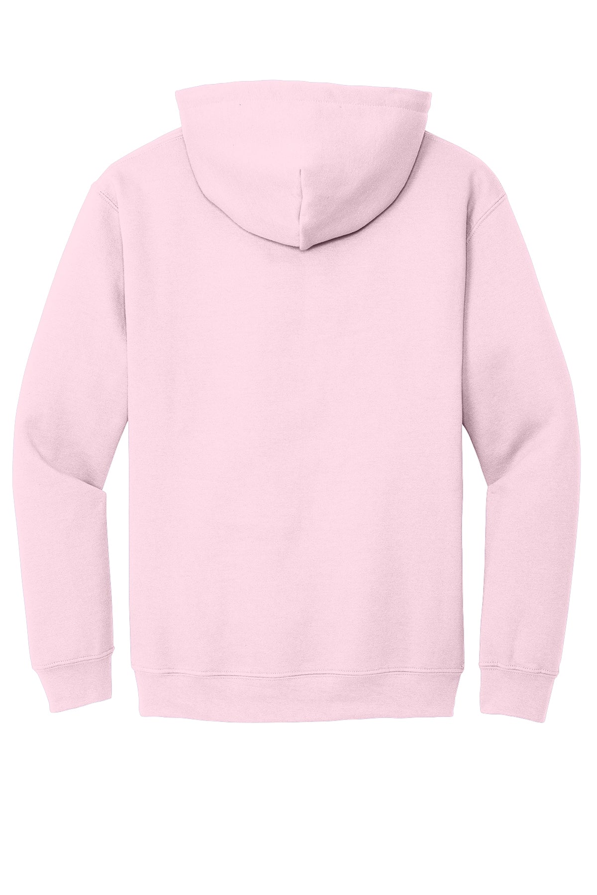 Light Pink Gildan Heavy Blend hooded sweatshirt, back view