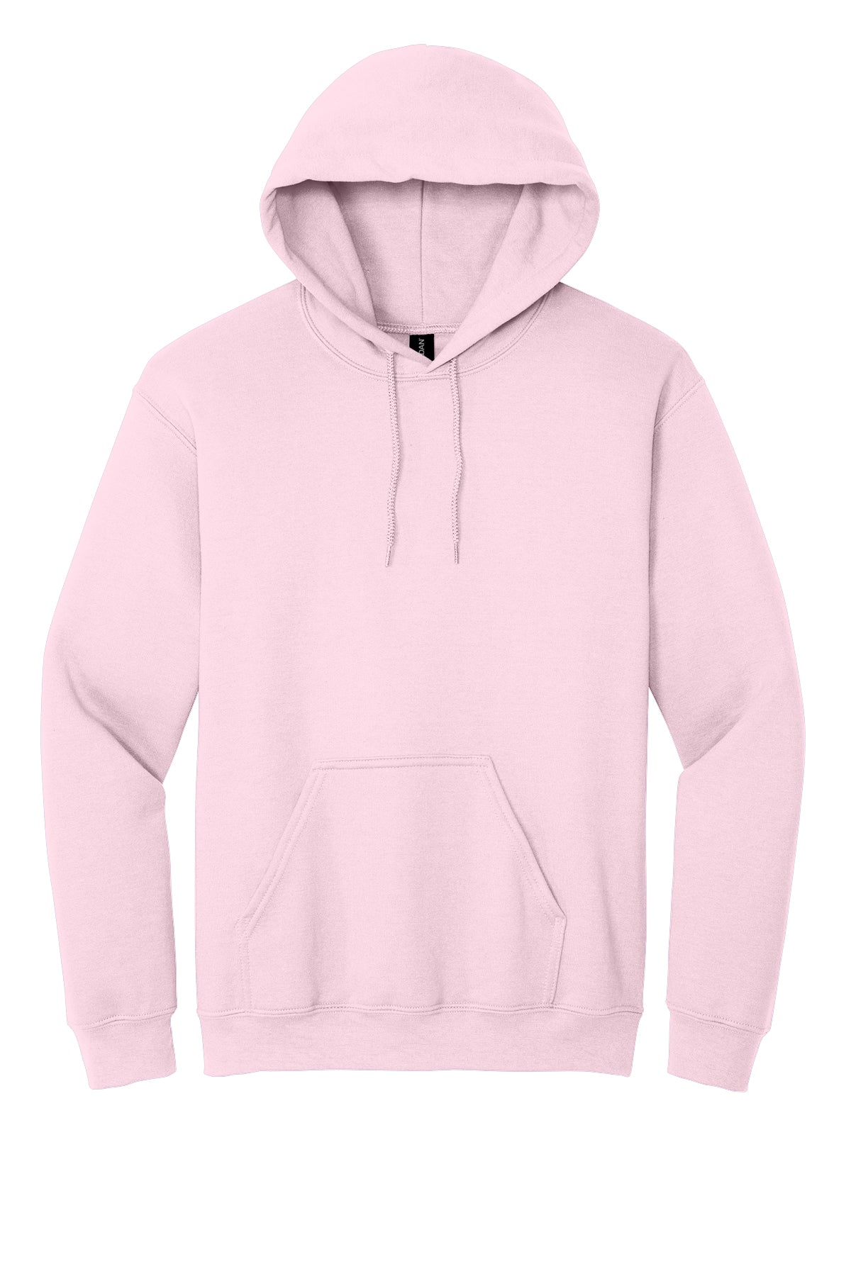 Light Pink Gildan Heavy Blend hooded sweatshirt, front view