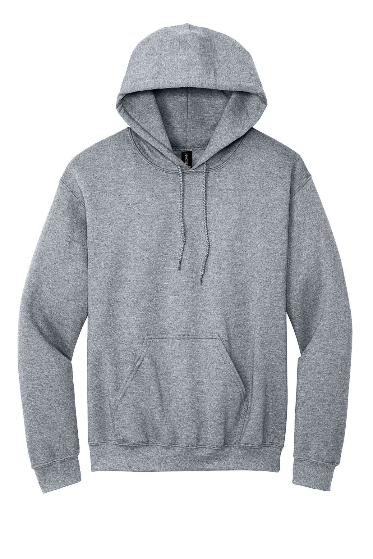 Sport Grey Gildan Heavy Blend hooded sweatshirt, front view