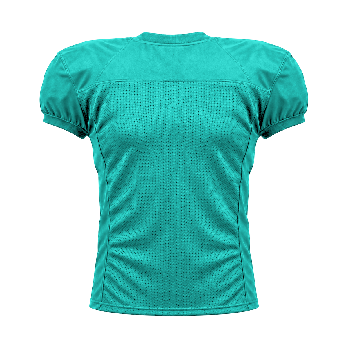 Aqua American Football Jersey — back studio view, transparent background