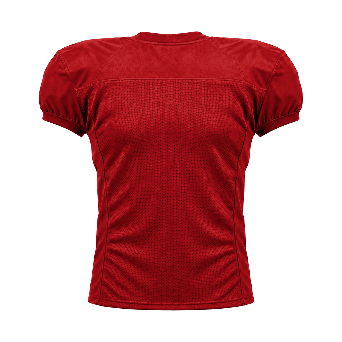 Cardinal Red American Football Jersey — back studio view, transparent background