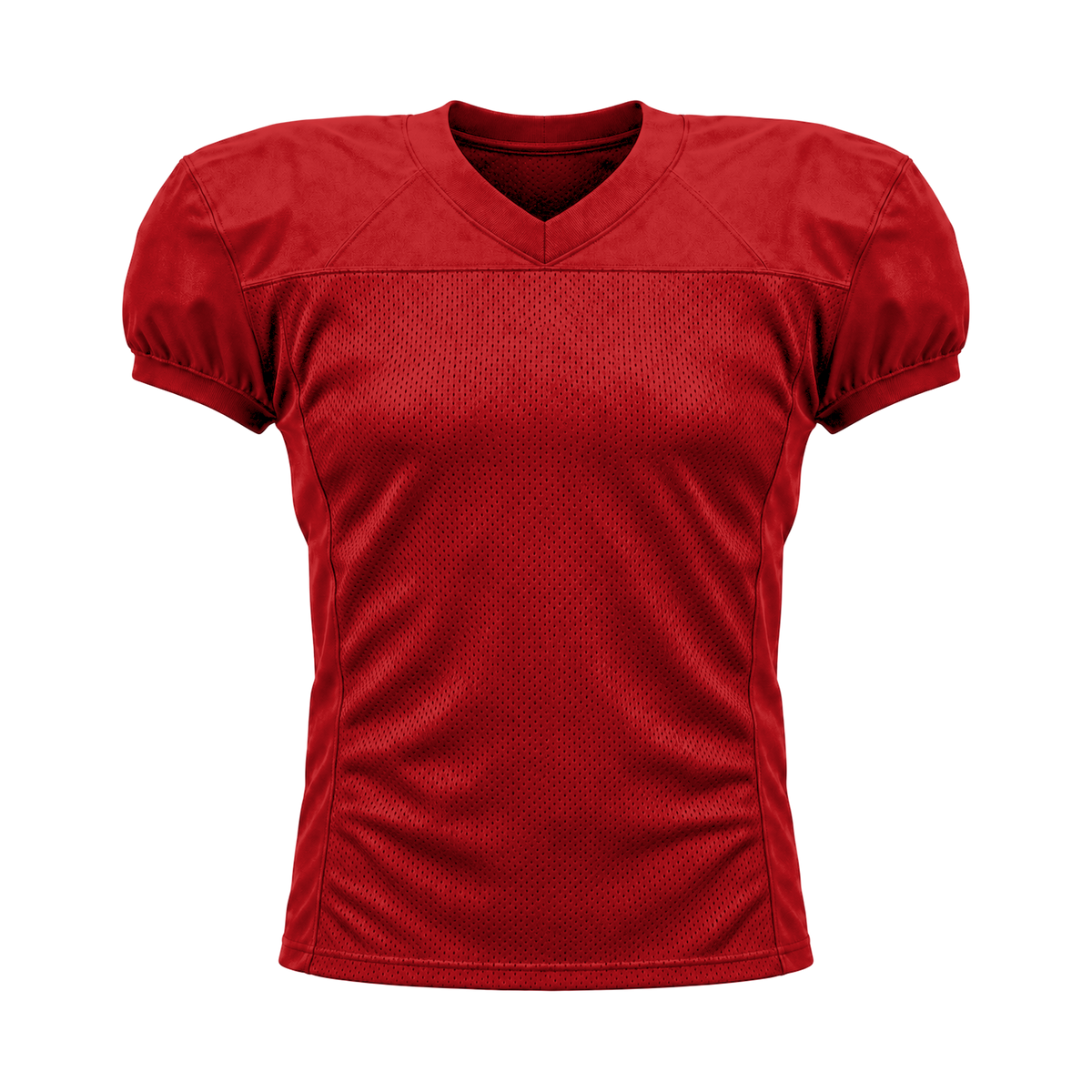 Cardinal Red American Football Jersey — front studio view, transparent background