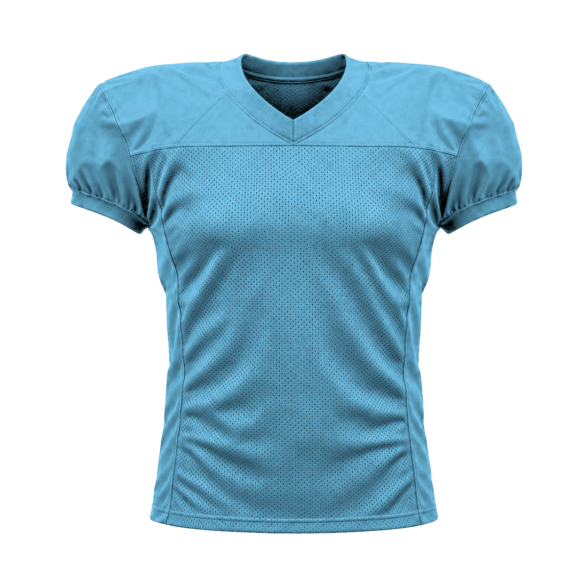 Carolina Blue American Football Jersey — front studio view, transparent background