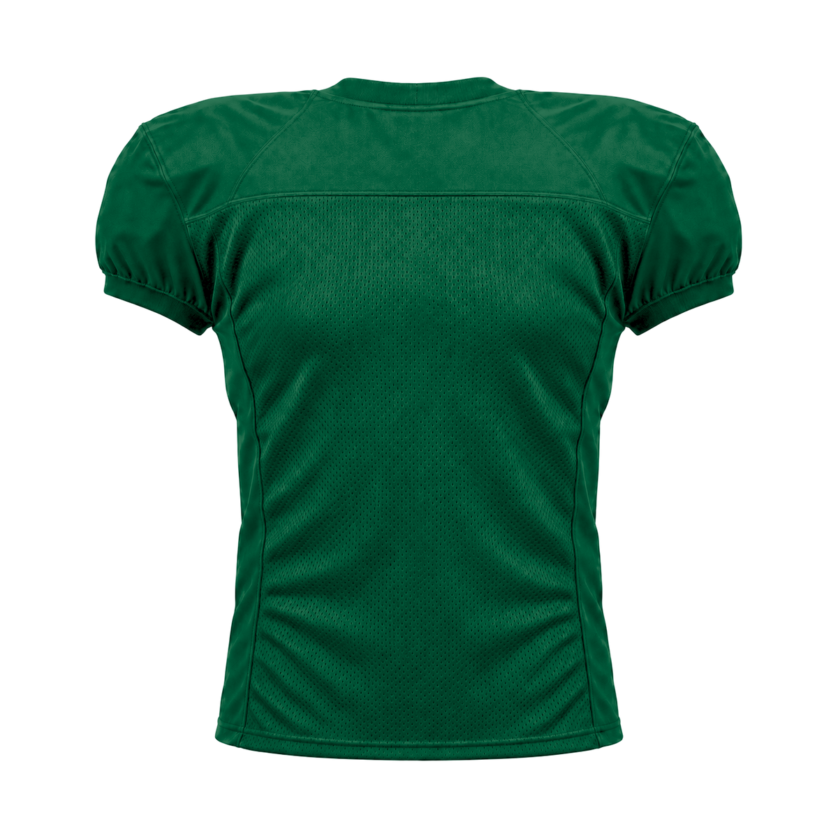 Forest Green American Football Jersey — back studio view, transparent background