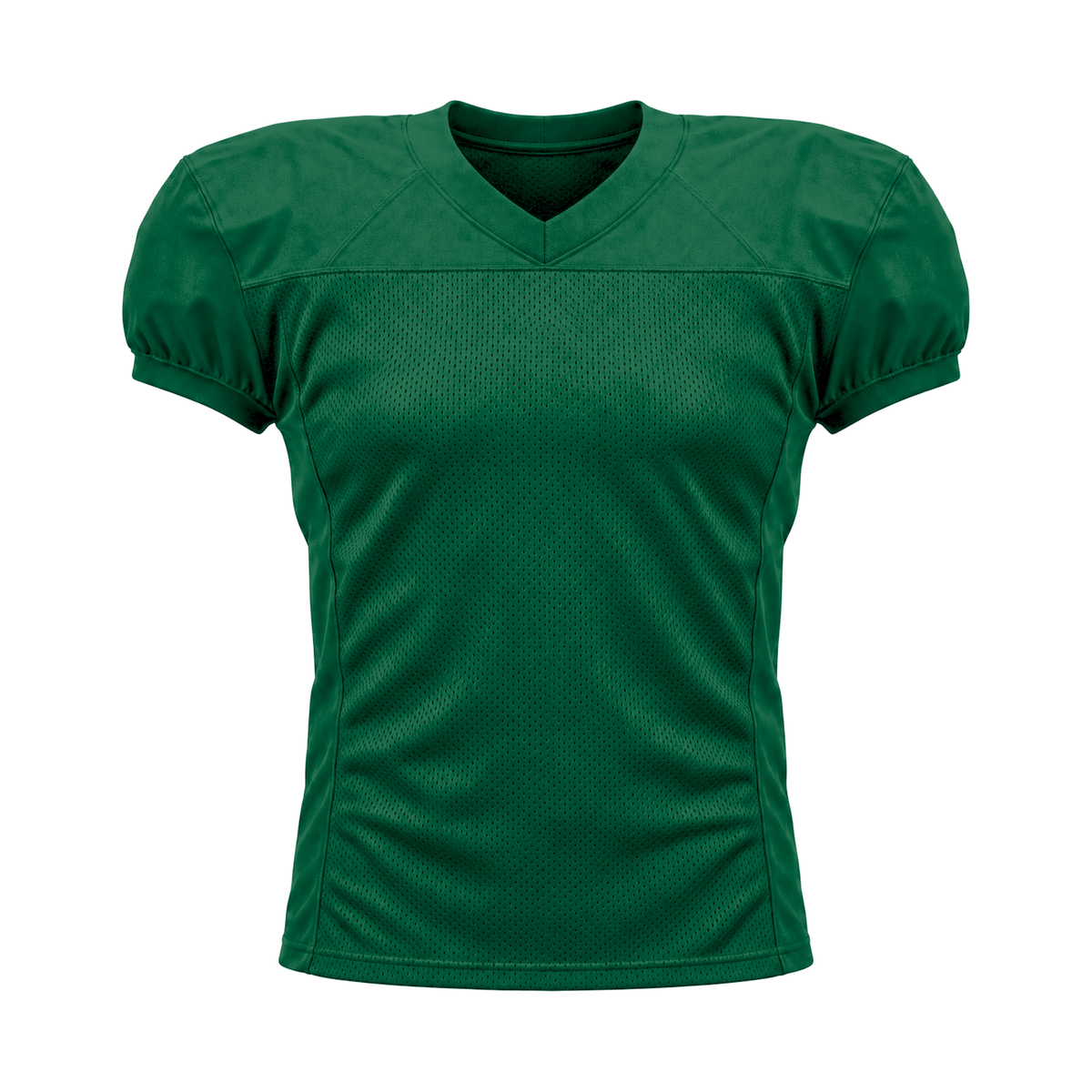 Forest Green American Football Jersey — front studio view, transparent background