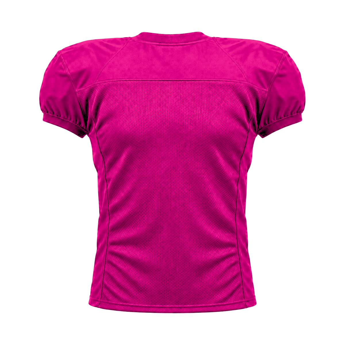 Hot Pink American Football Jersey — back studio view, transparent background