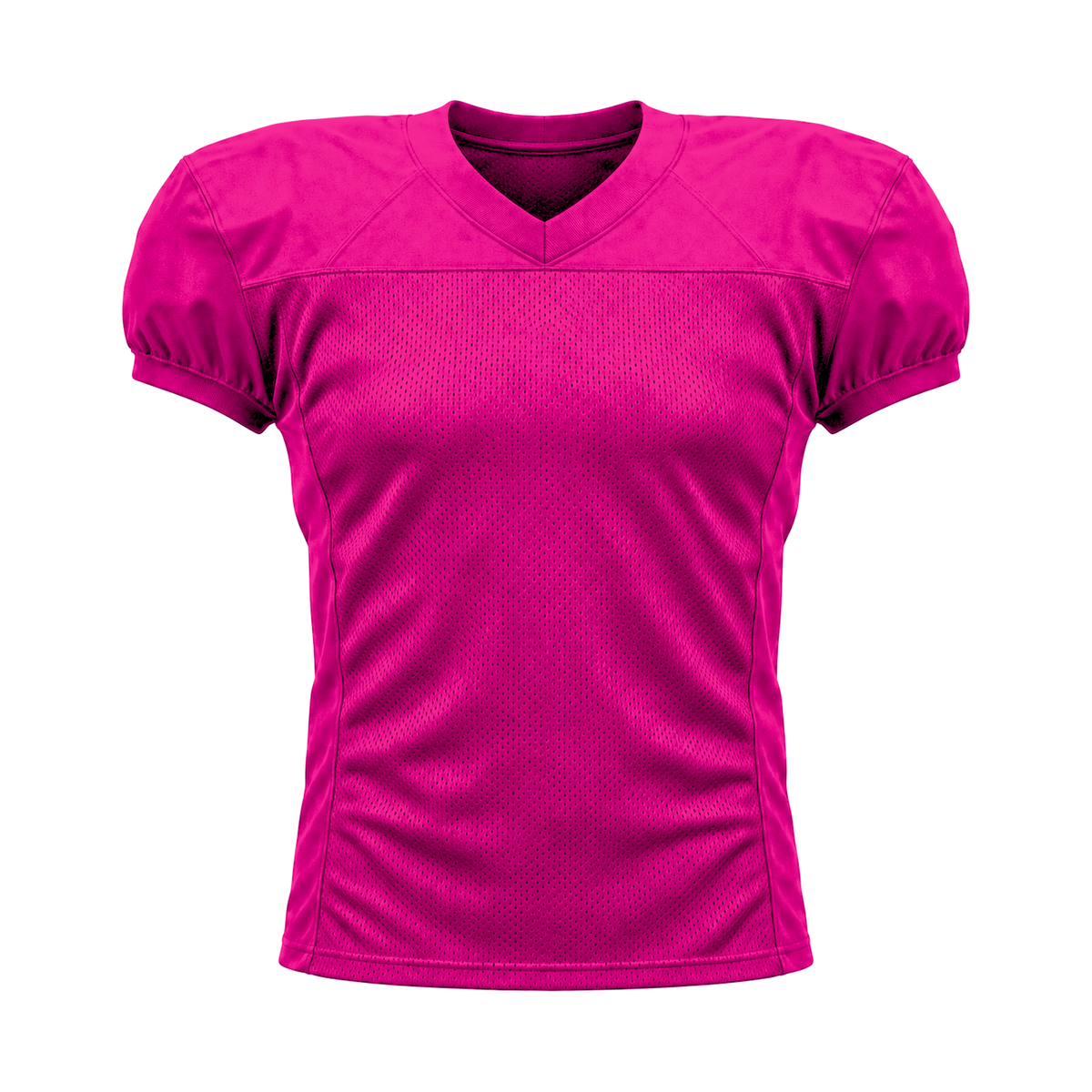 Hot Pink American Football Jersey — front studio view, transparent background