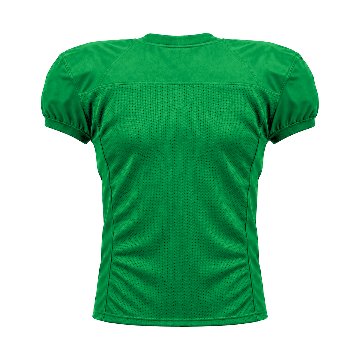 Kelly Green American Football Jersey — back studio view, transparent background