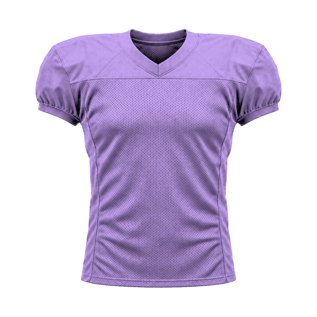Lavender American Football Jersey — front studio view, transparent background
