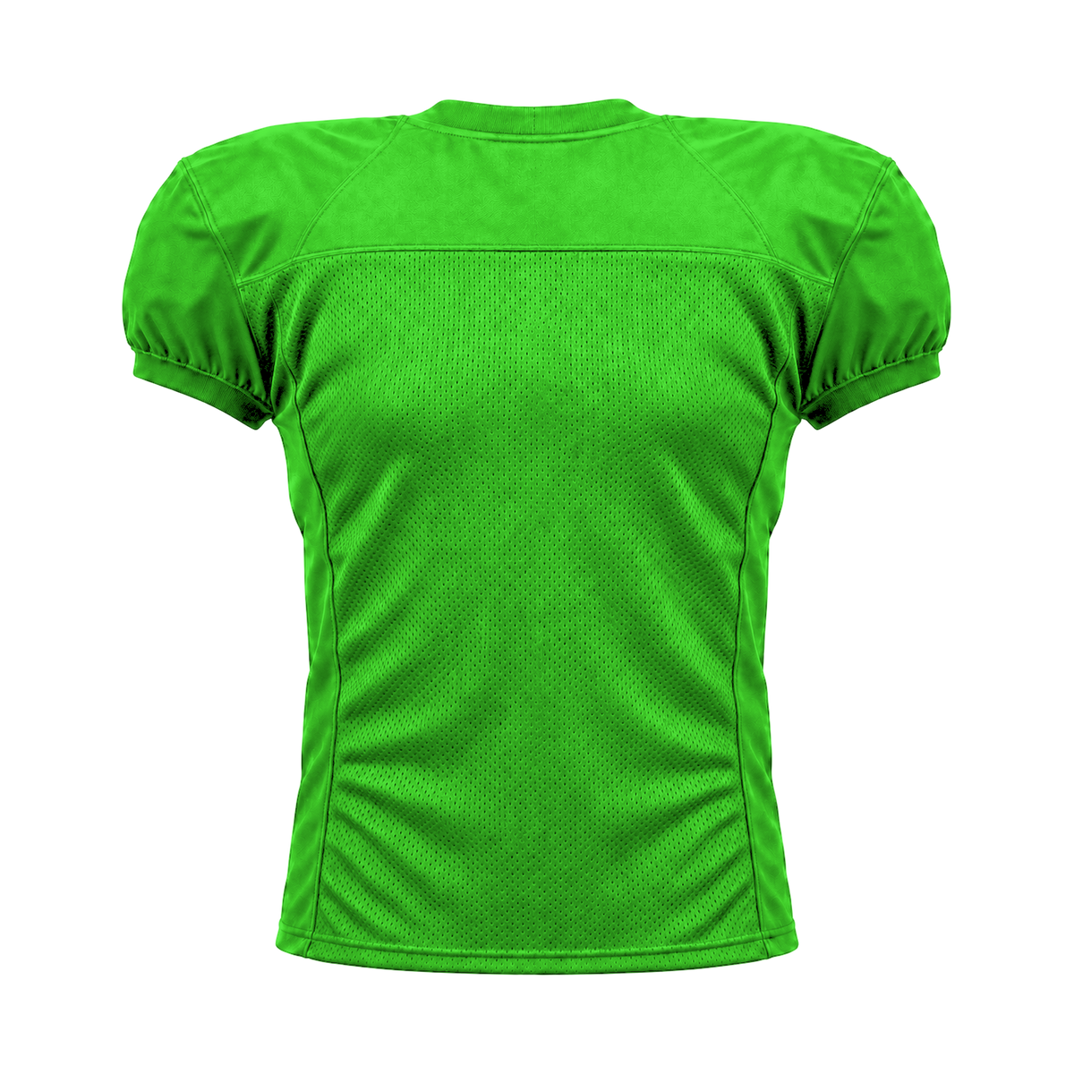 Lime Green American Football Jersey — back studio view, transparent background