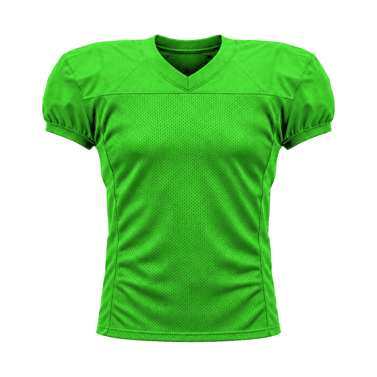 Lime Green American Football Jersey — front studio view, transparent background