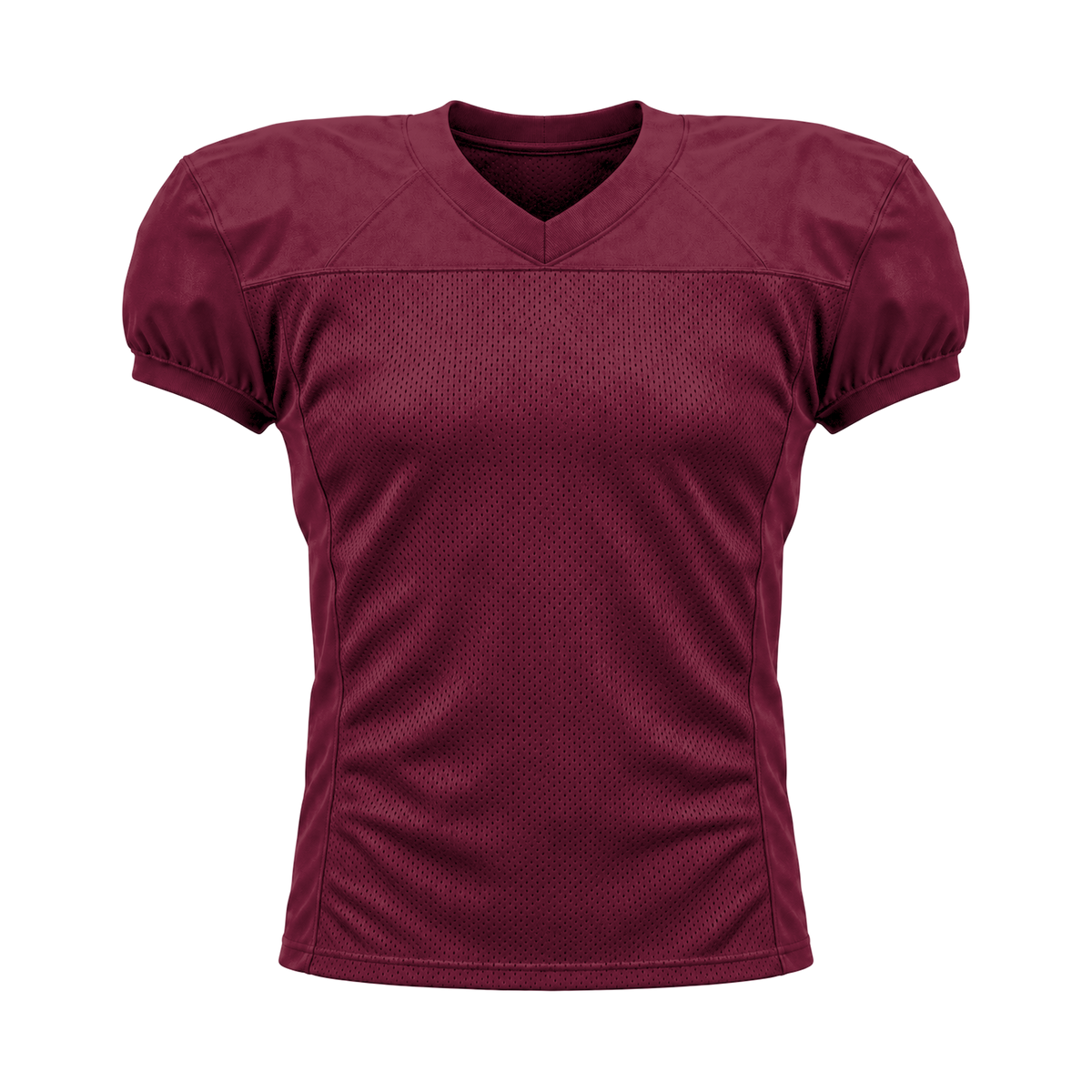 Maroon American Football Jersey — front studio view, transparent background