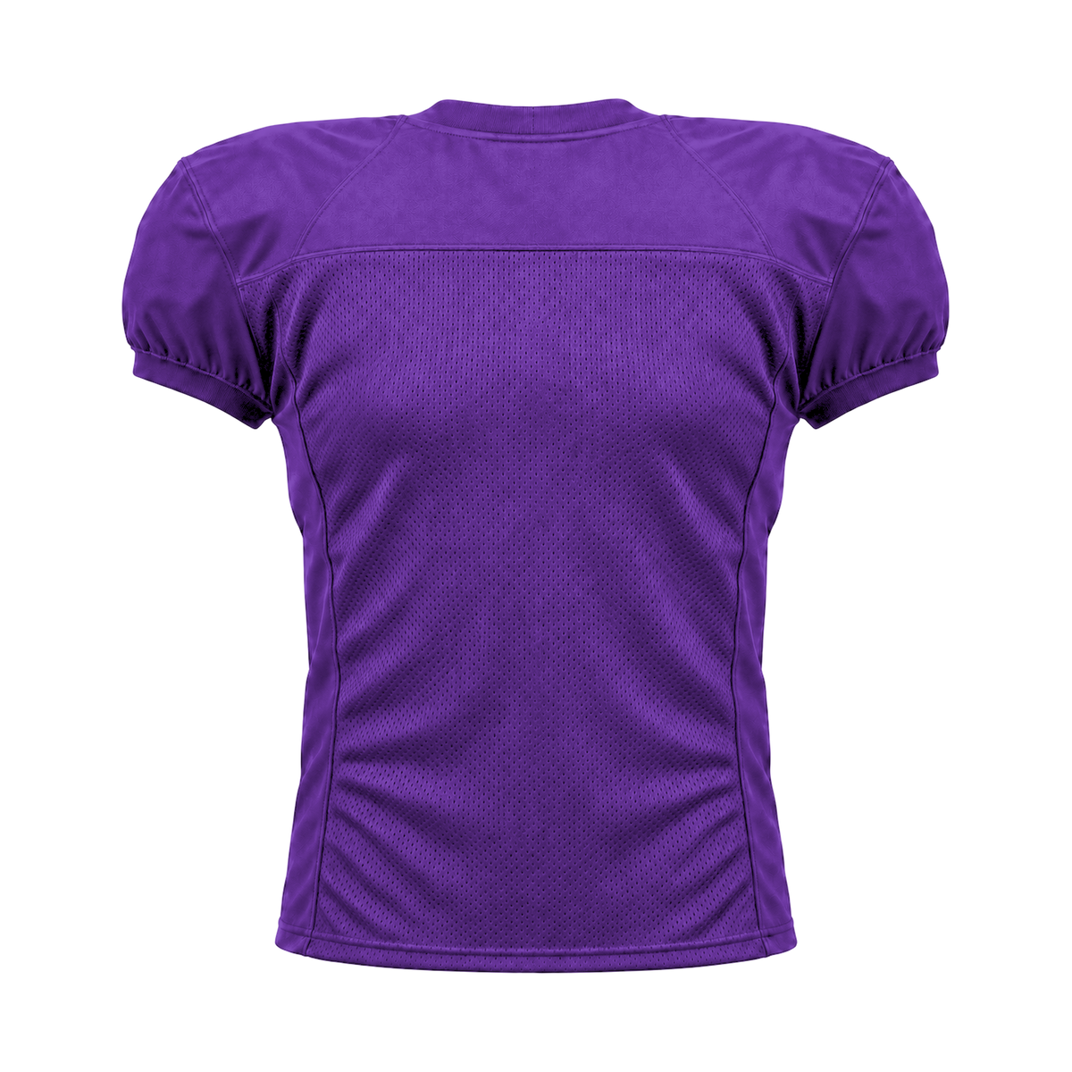 Purple American Football Jersey — back studio view, transparent background