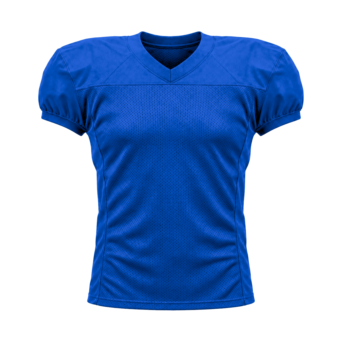 Royal Blue American Football Jersey — front studio view, transparent background