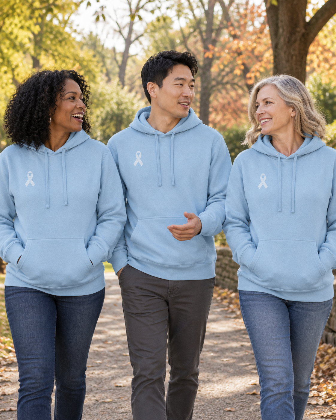 Custom Fleece Hoodie — Ice Blue — community campaign with everyone wearing Ice Blue