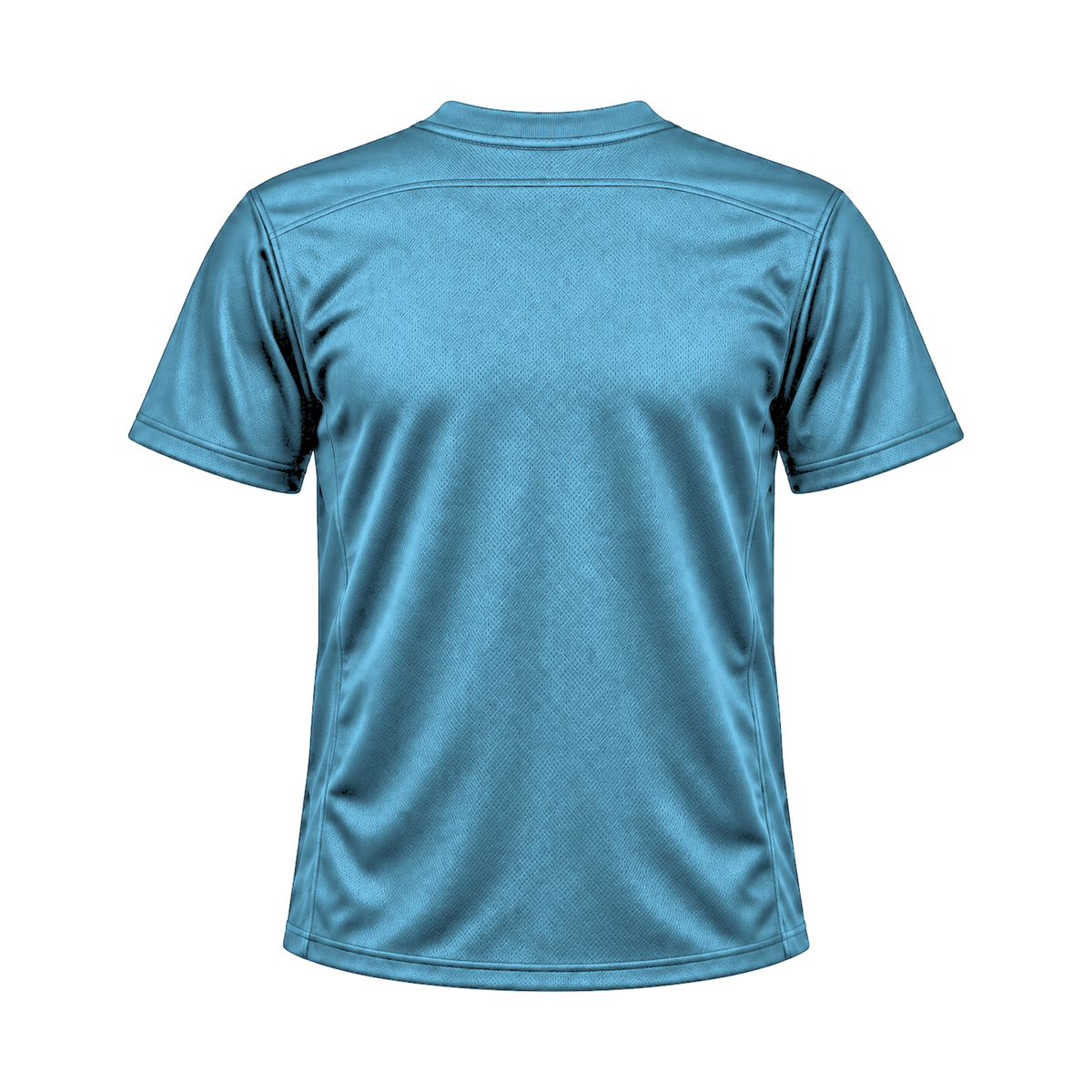 Carolina Blue Flag Football Jersey — back studio view, transparent background