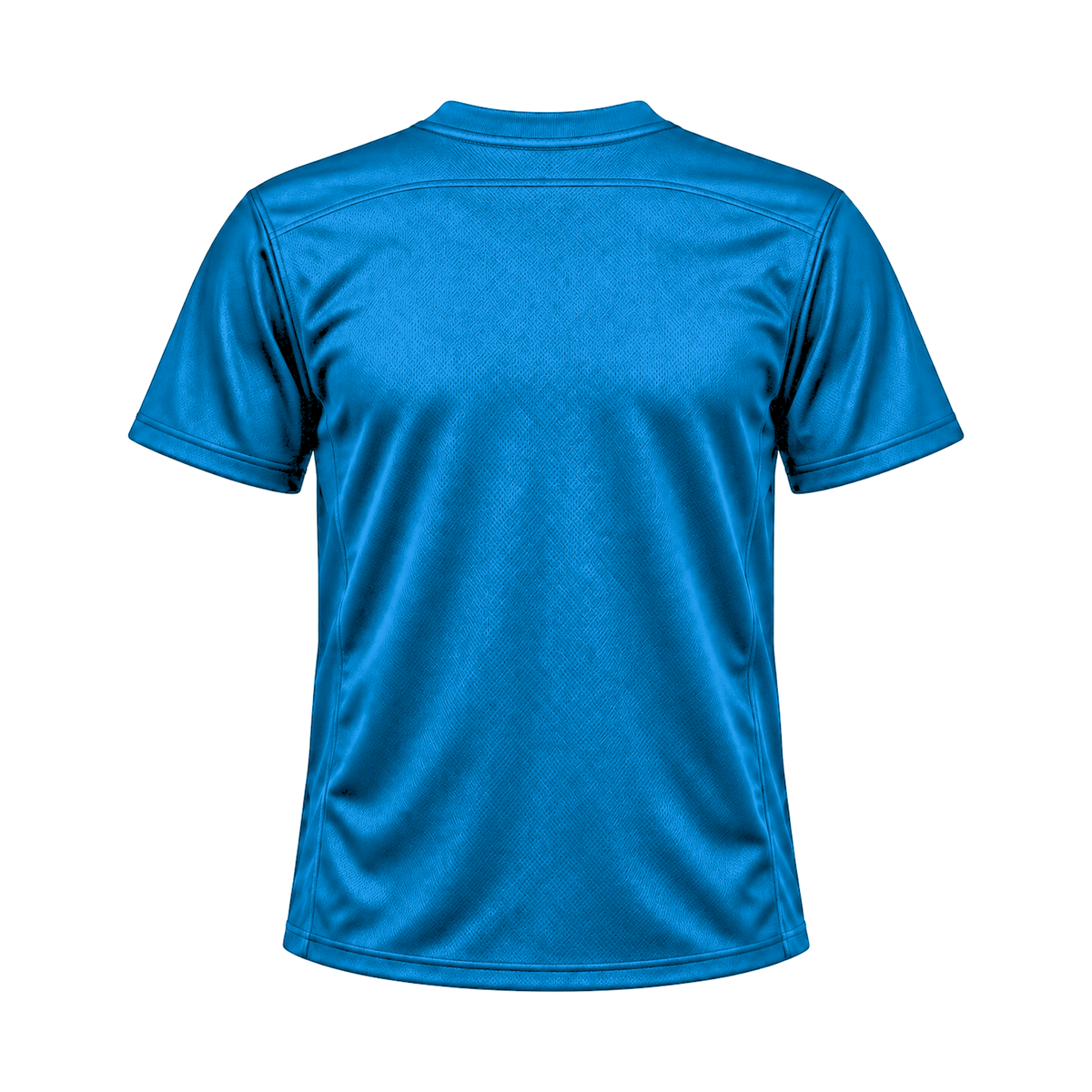 Electric Blue Flag Football Jersey — back studio view, transparent background