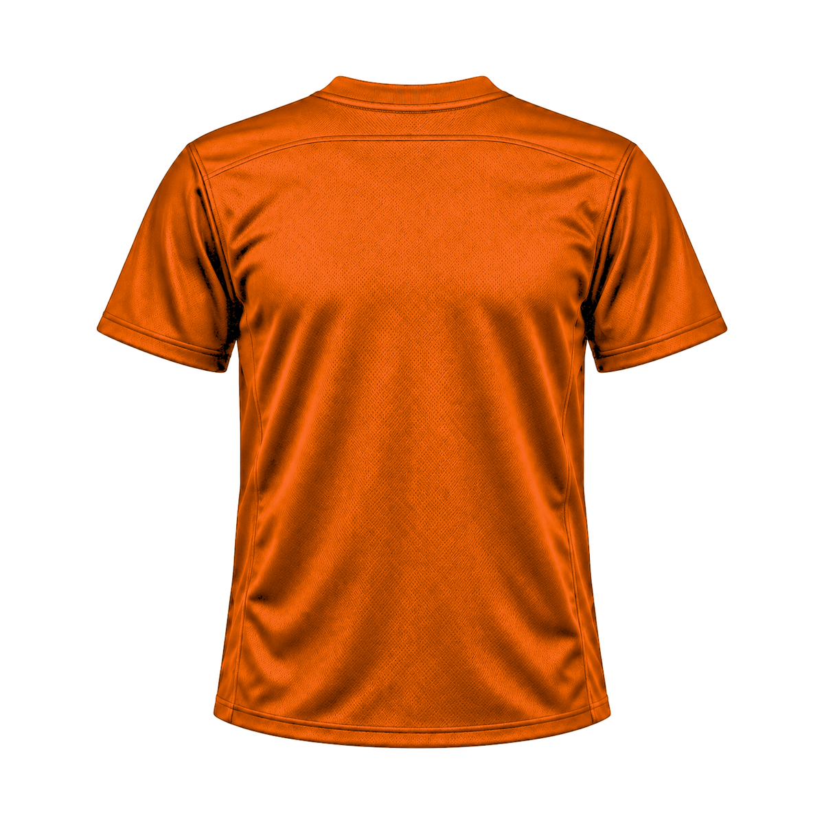 Team Orange Flag Football Jersey — back studio view, transparent background
