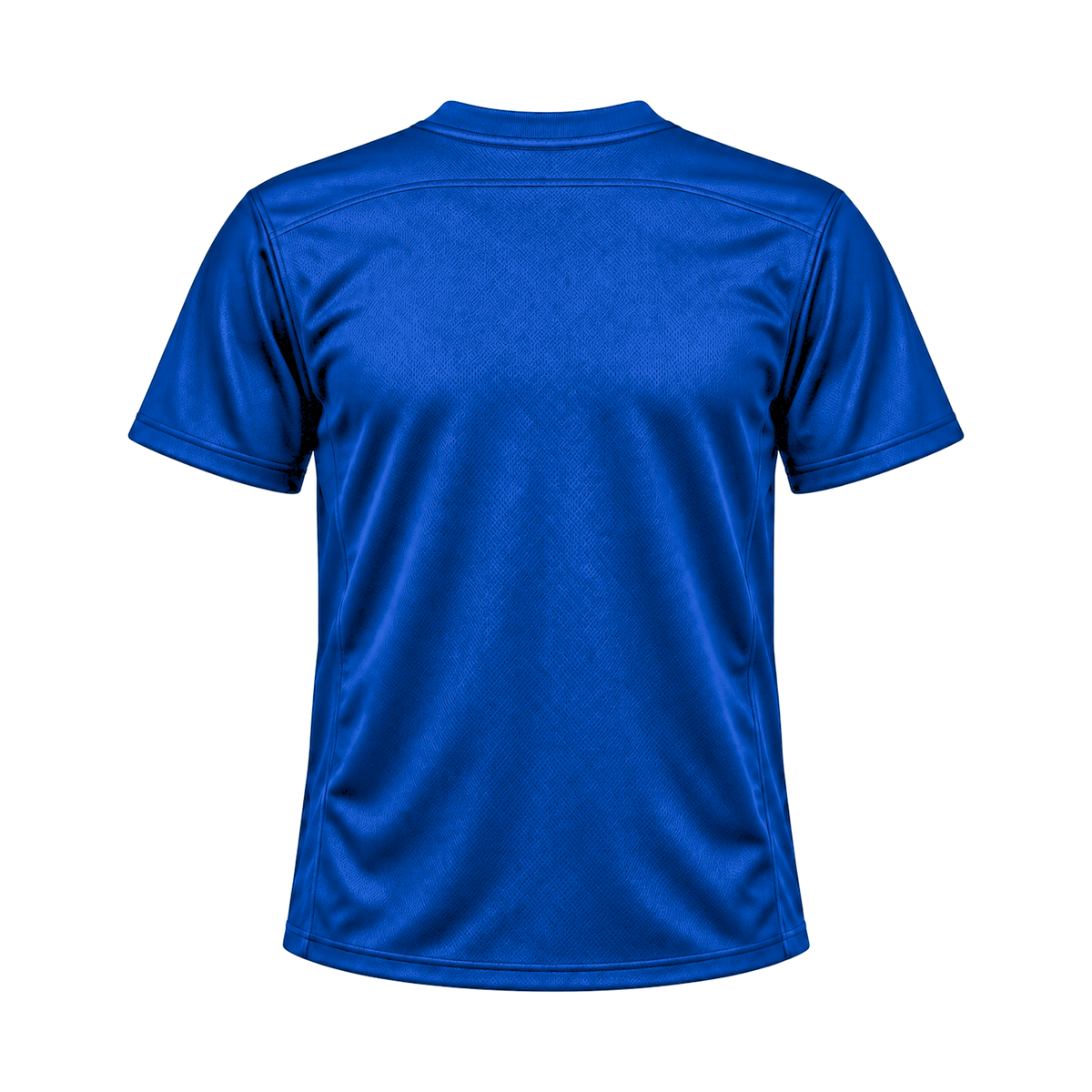 Royal Blue Flag Football Jersey — back studio view, transparent background