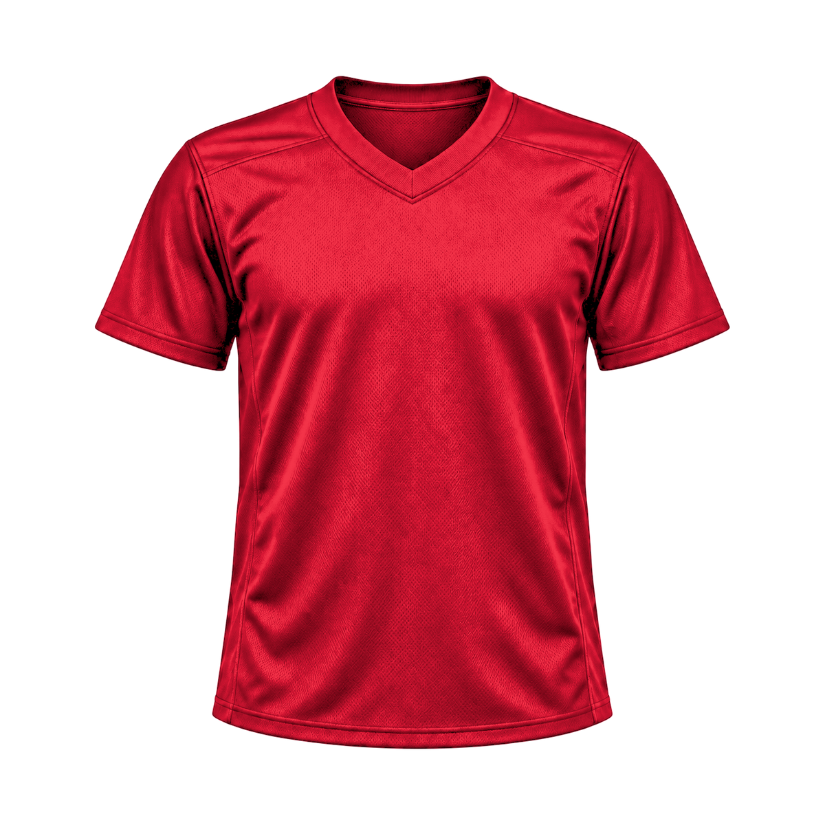 Scarlet Red Flag Football Jersey — front studio view, transparent background