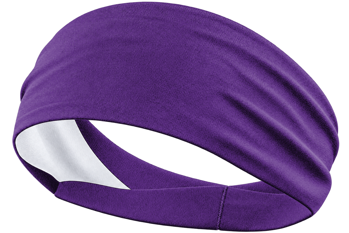 Deep Purple custom sports headband, transparent background, identical front product view