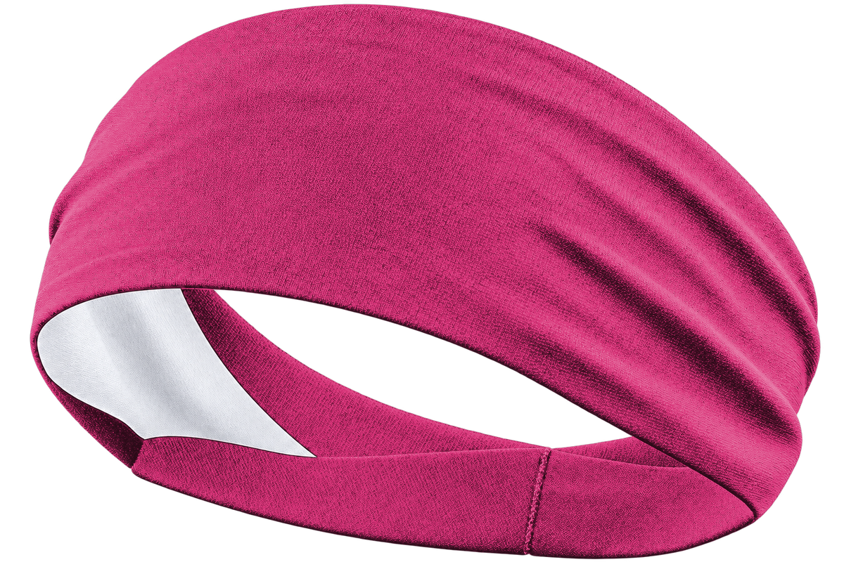 Sport Pink custom sports headband, transparent background, identical front product view