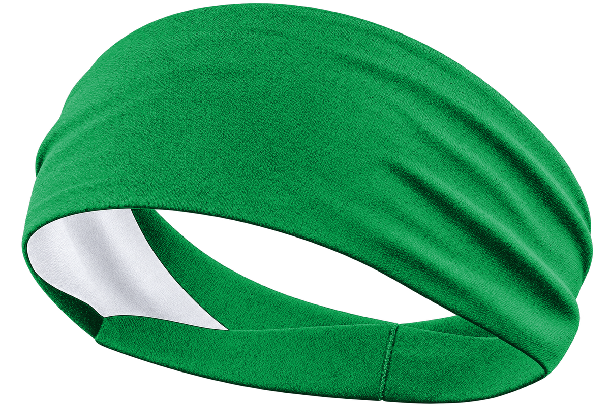 Kelly Green custom sports headband, transparent background, identical front product view