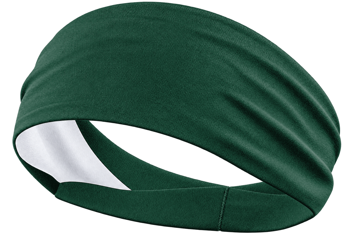 Forest Green custom sports headband, transparent background, identical front product view