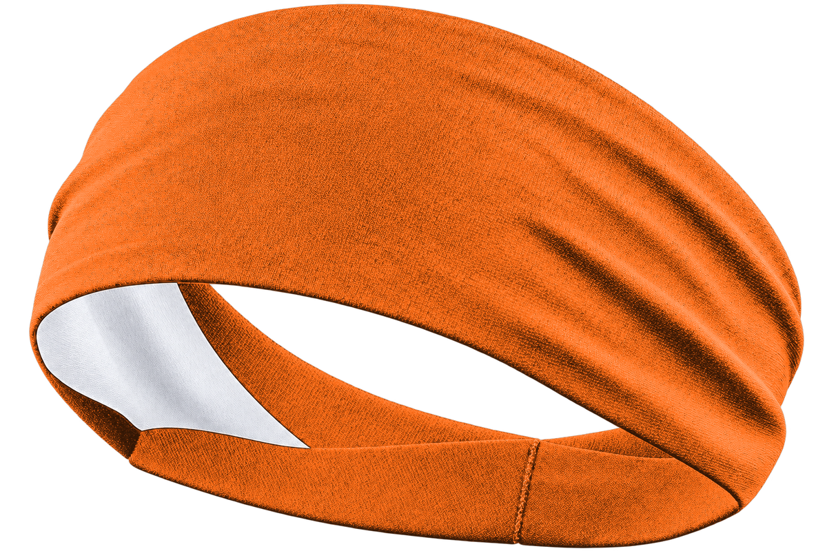 Sport Orange custom sports headband, transparent background, identical front product view