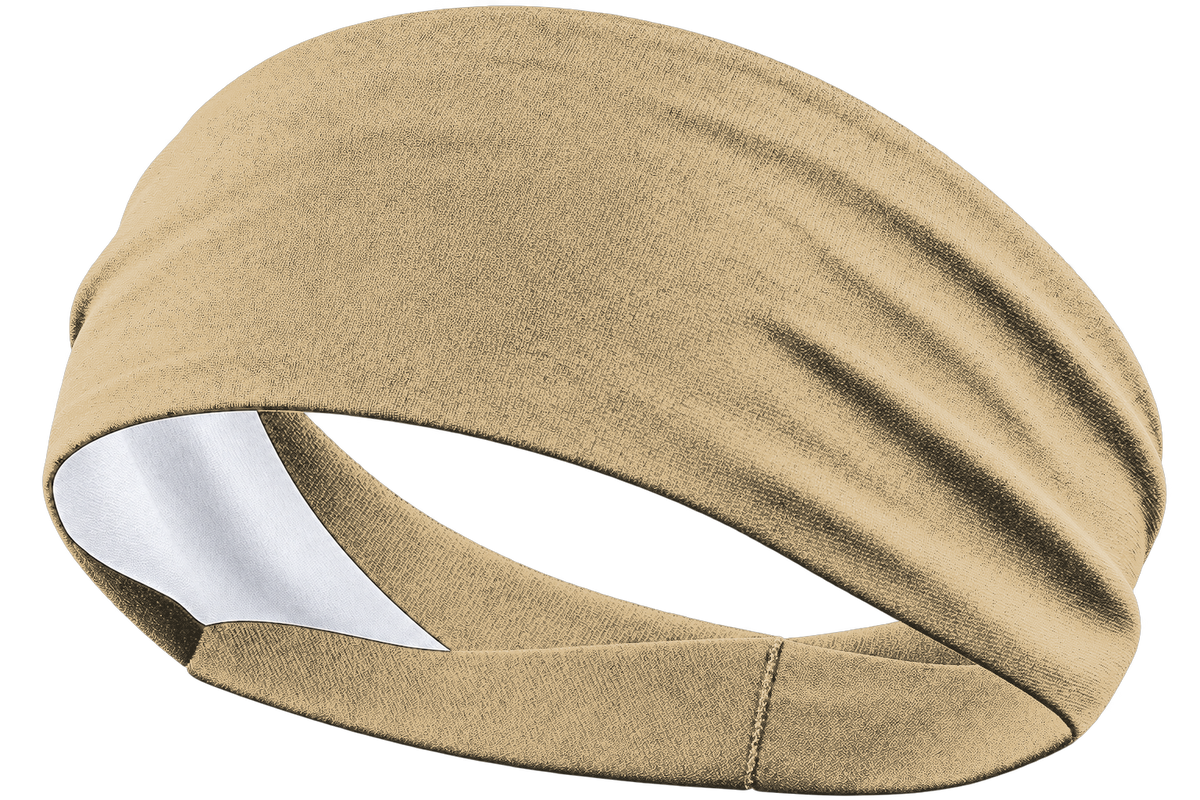 Sand custom sports headband, transparent background, identical front product view