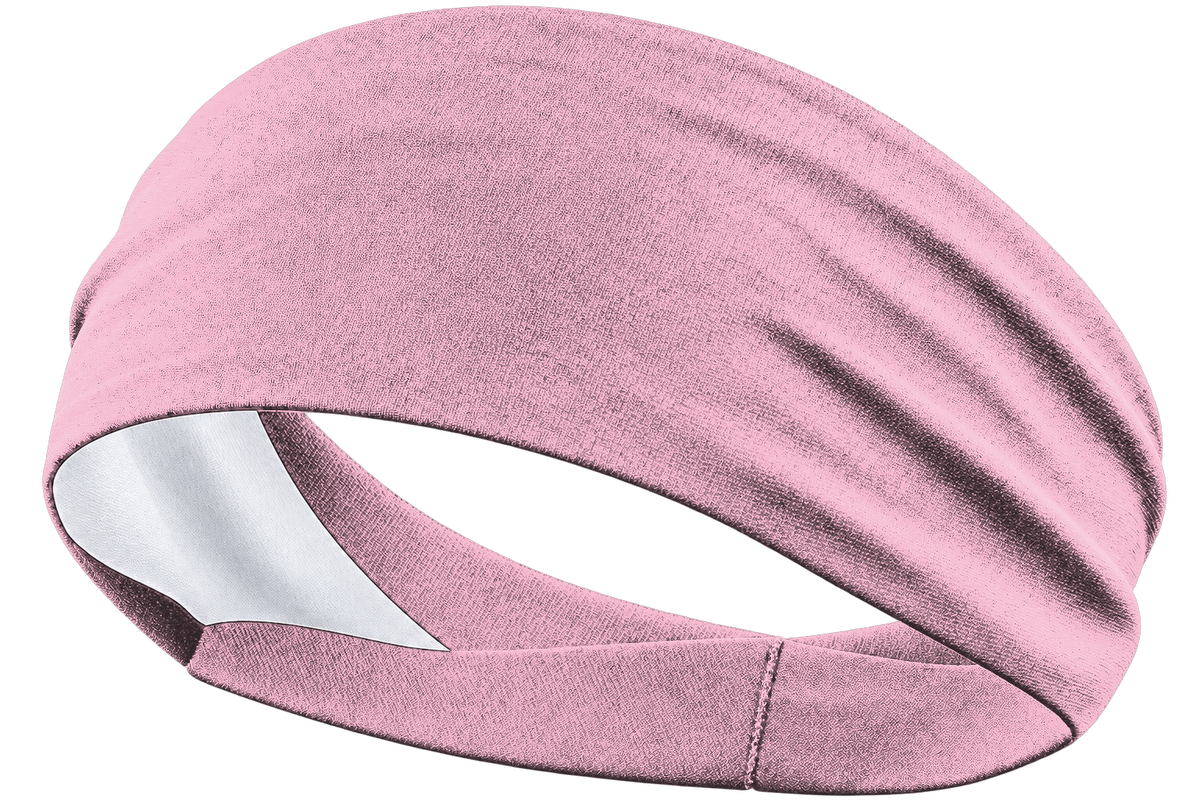 Blush Pink custom sports headband, transparent background, identical front product view