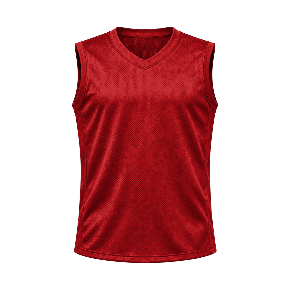 Cardinal Red Sleeveless Flag Football Jersey — front studio view, transparent background