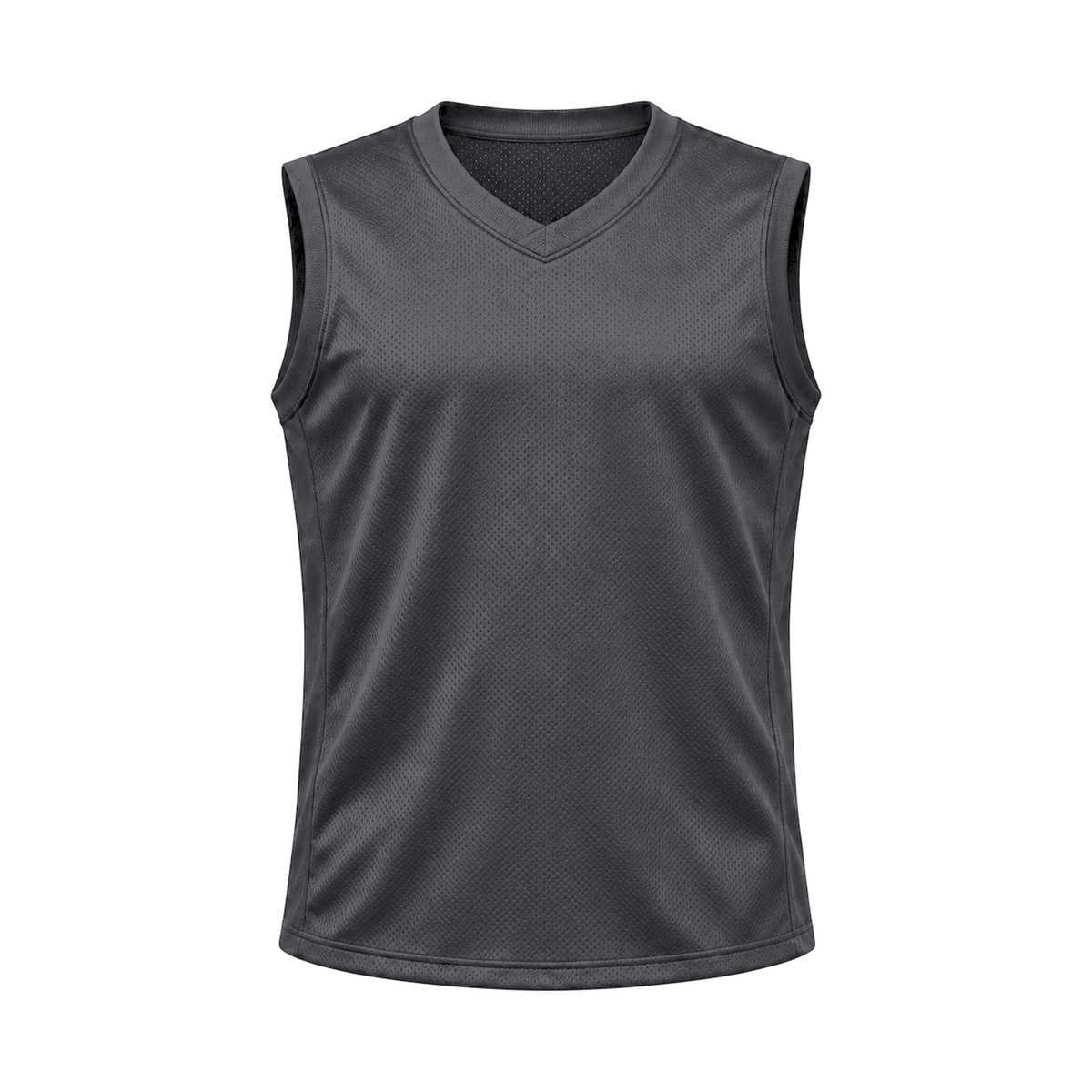 Graphite Sleeveless Flag Football Jersey — front studio view, transparent background