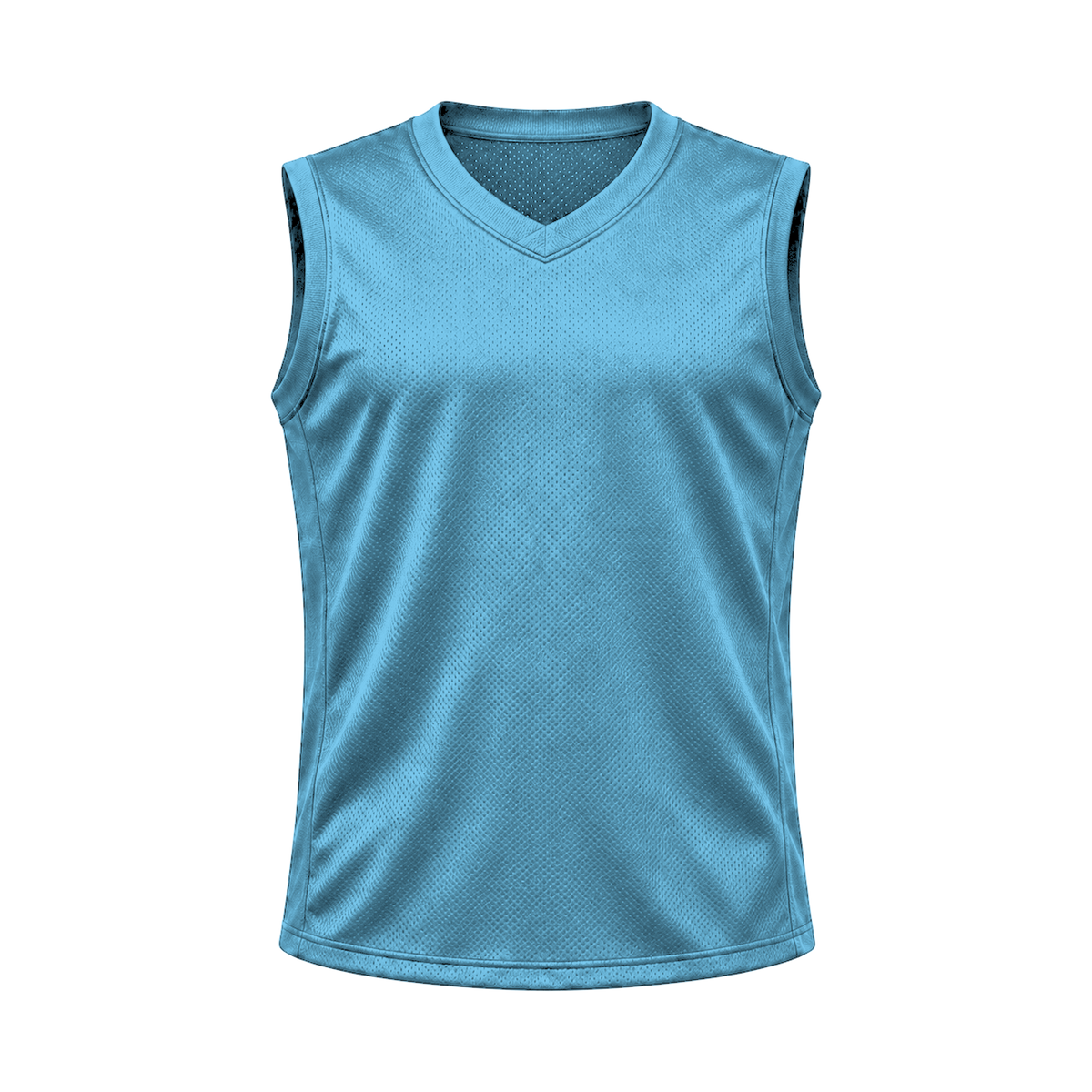 Carolina Blue Sleeveless Flag Football Jersey — front studio view, transparent background