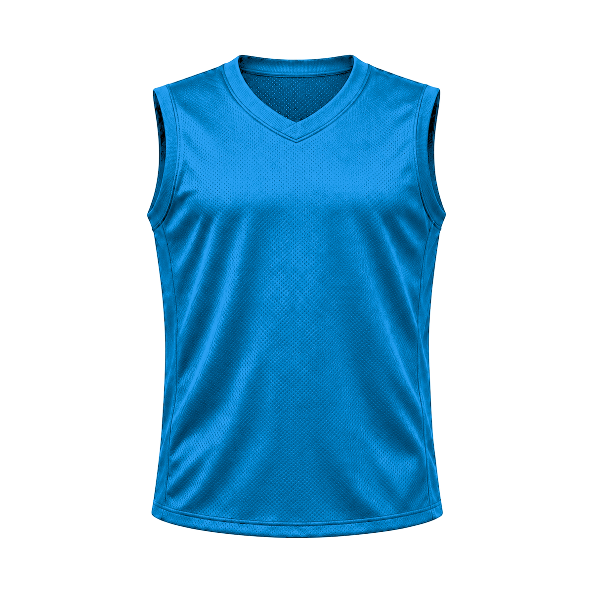 Electric Blue Sleeveless Flag Football Jersey — front studio view, transparent background
