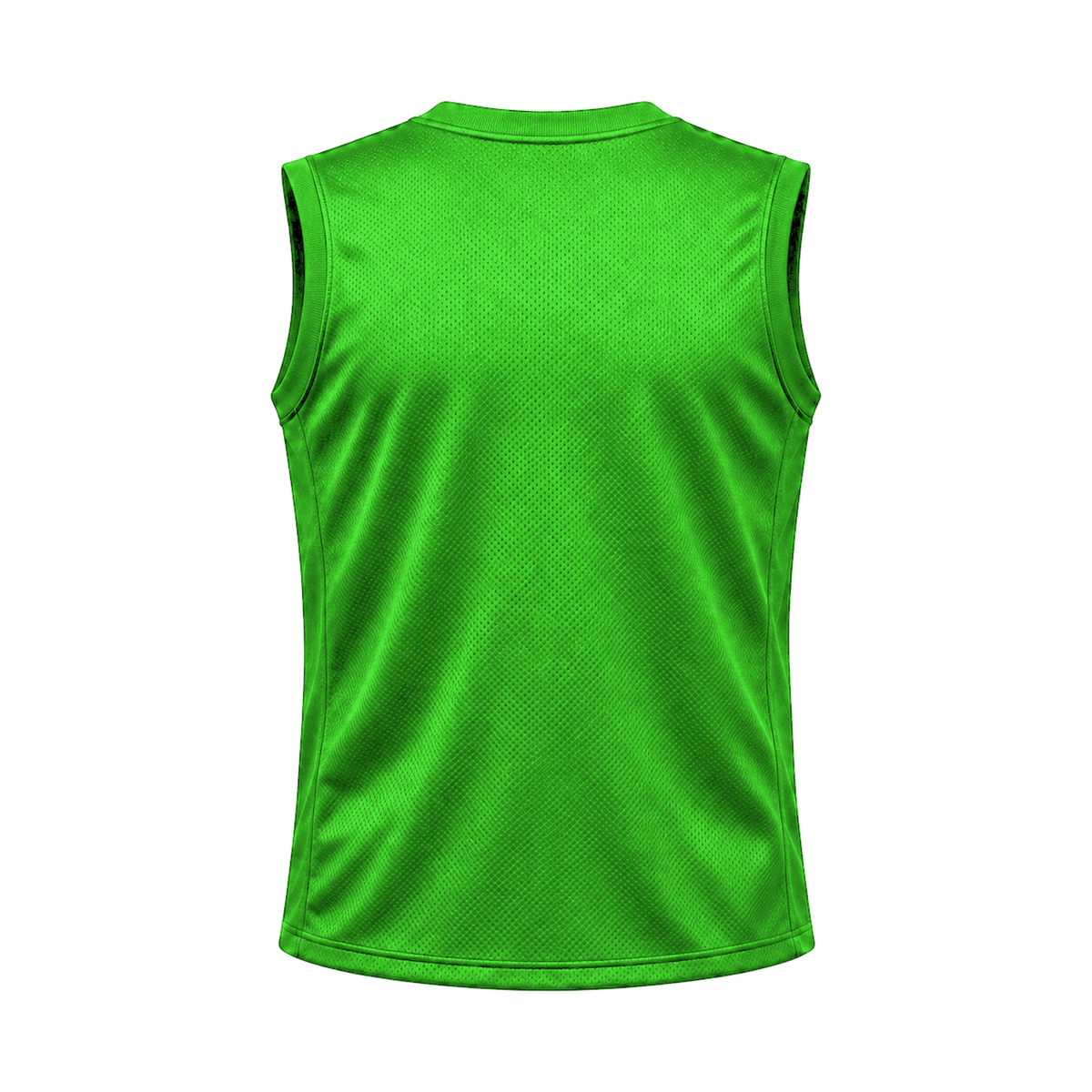 Lime Green Sleeveless Flag Football Jersey — back studio view, transparent background