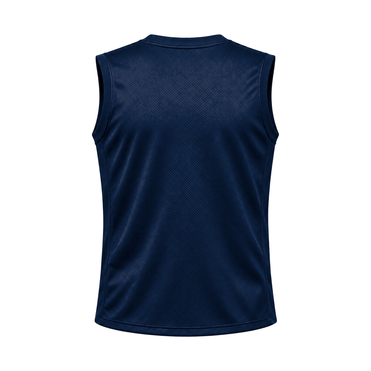 Navy Sleeveless Flag Football Jersey — back studio view, transparent background