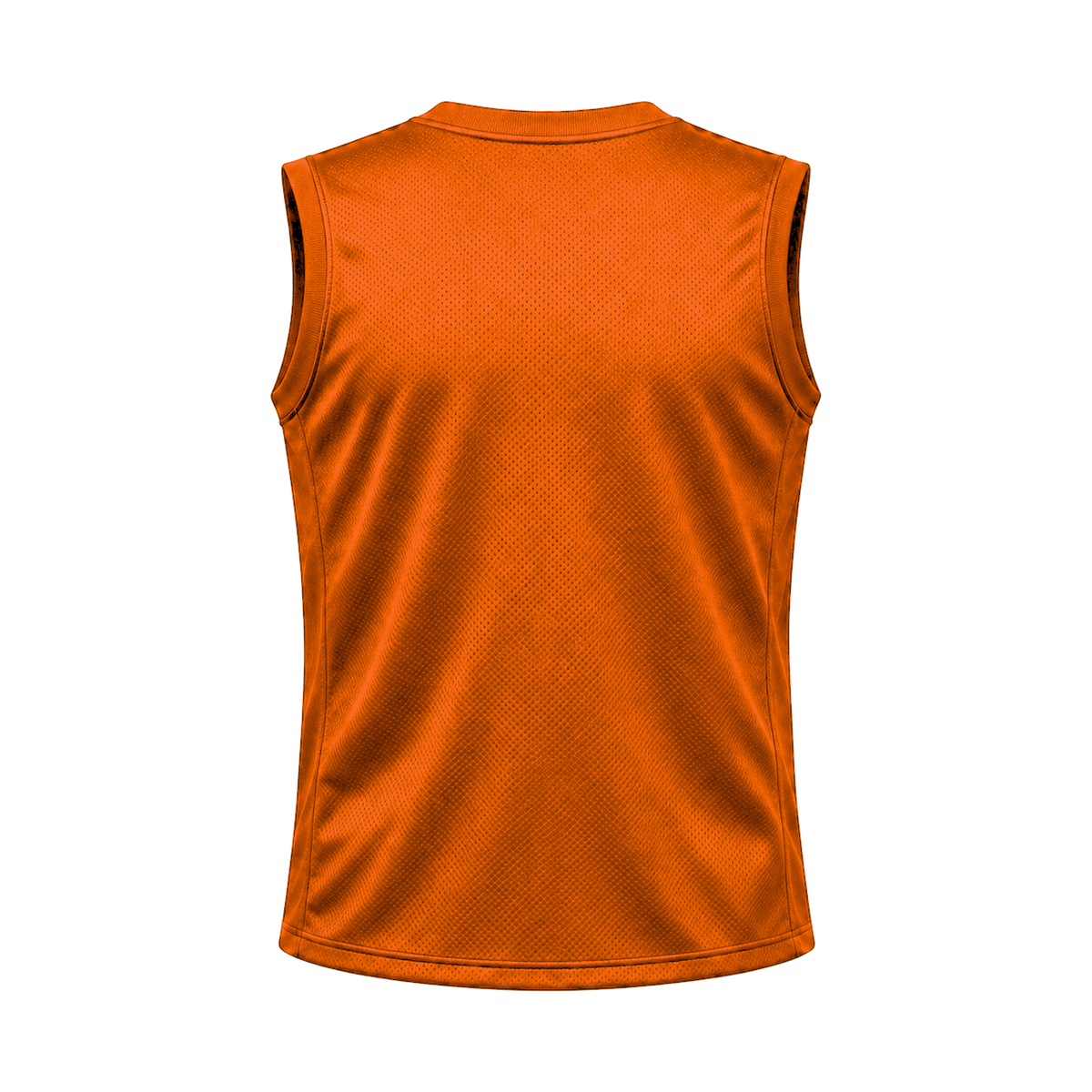 Team Orange Sleeveless Flag Football Jersey — back studio view, transparent background