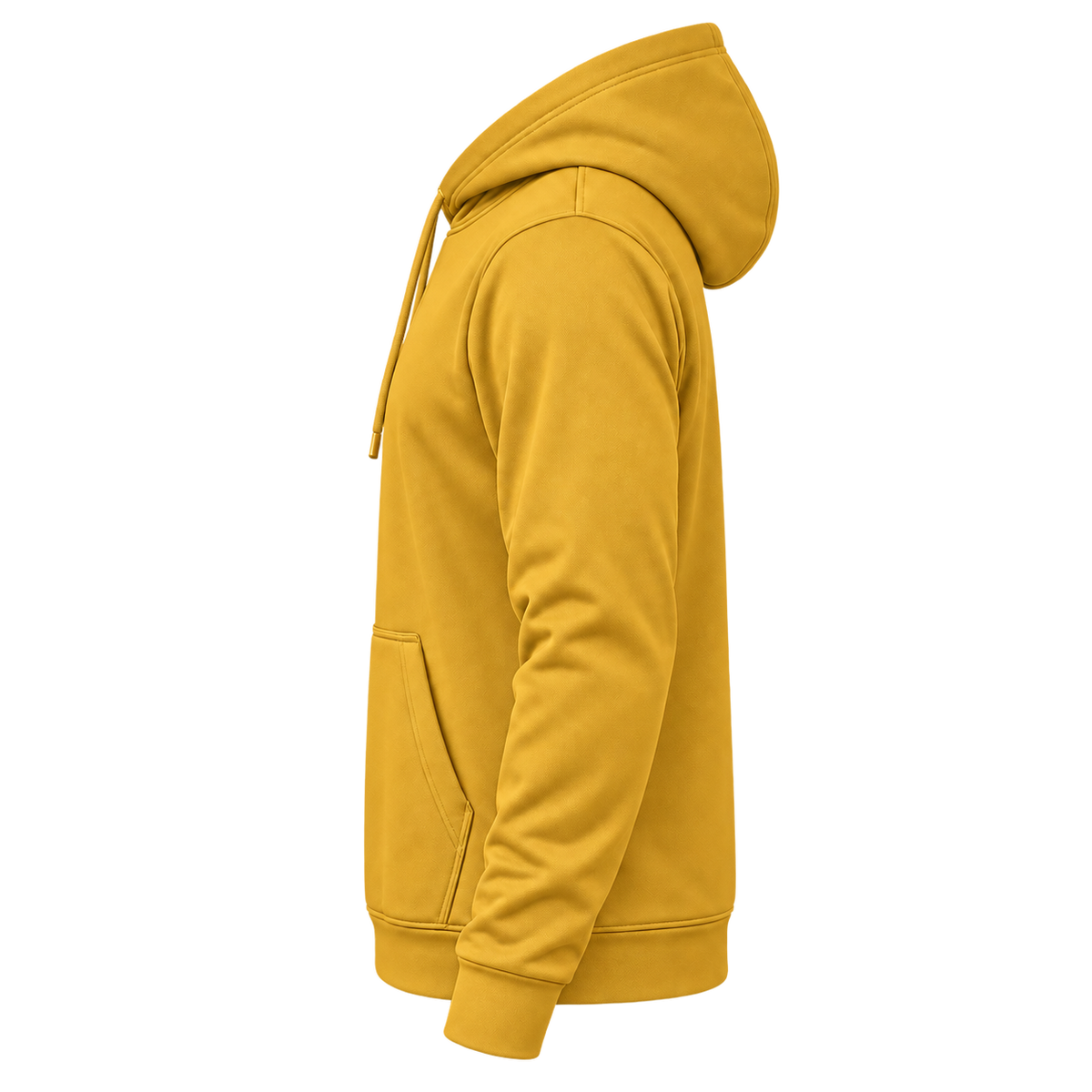 Custom Fully Sublimated Hoodie in Athletic gold — wearer’s LEFT sleeve; front and hood opening face image-left