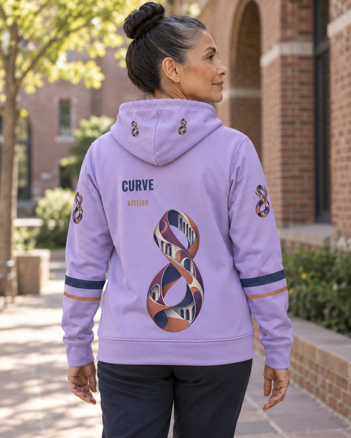 Custom Fully Sublimated Hoodie in Lavender — Curve Atelier campaign