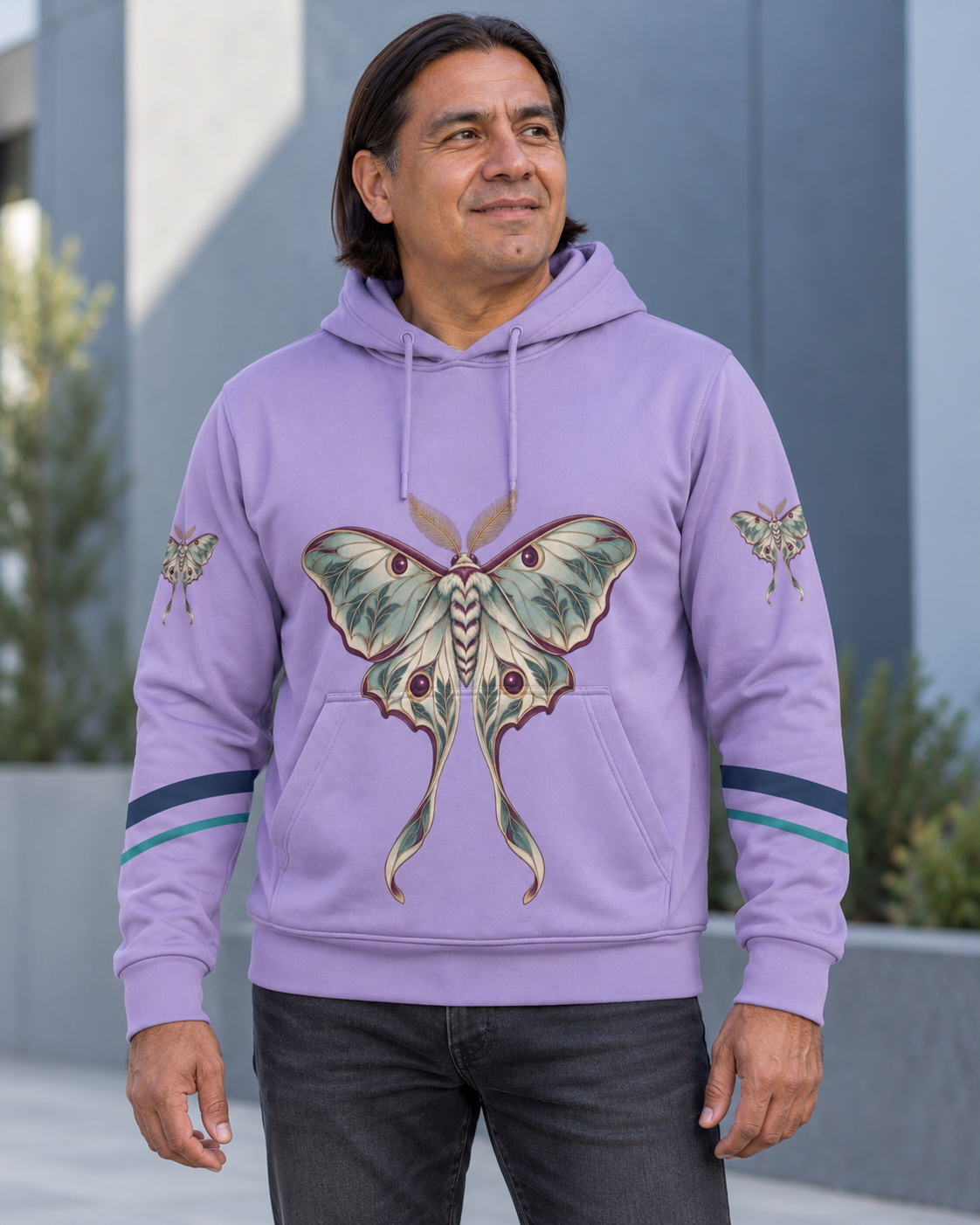 Custom Fully Sublimated Hoodie in Lavender — Luna Filigree campaign