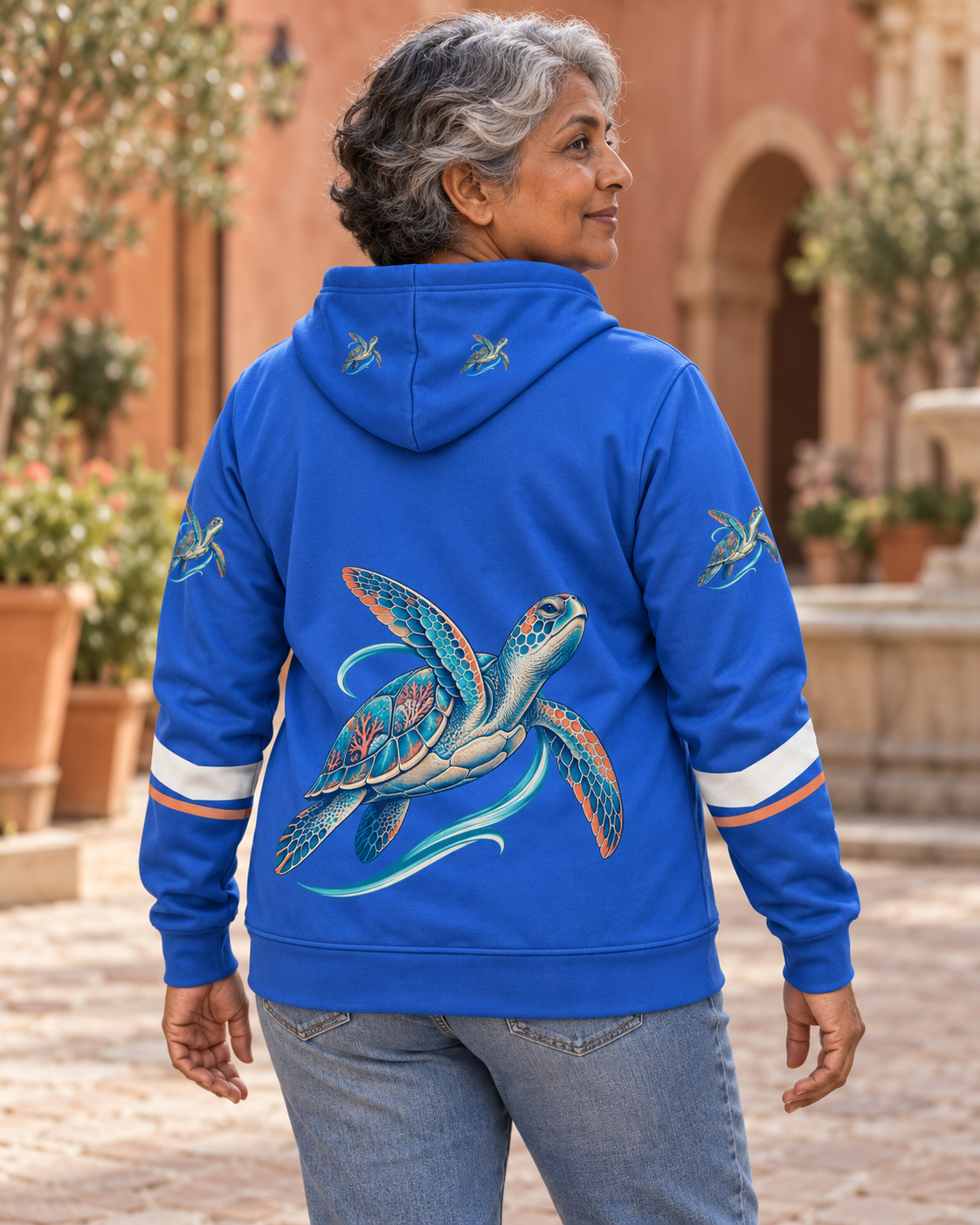 Custom Fully Sublimated Hoodie in Royal blue — Marine Reverie campaign