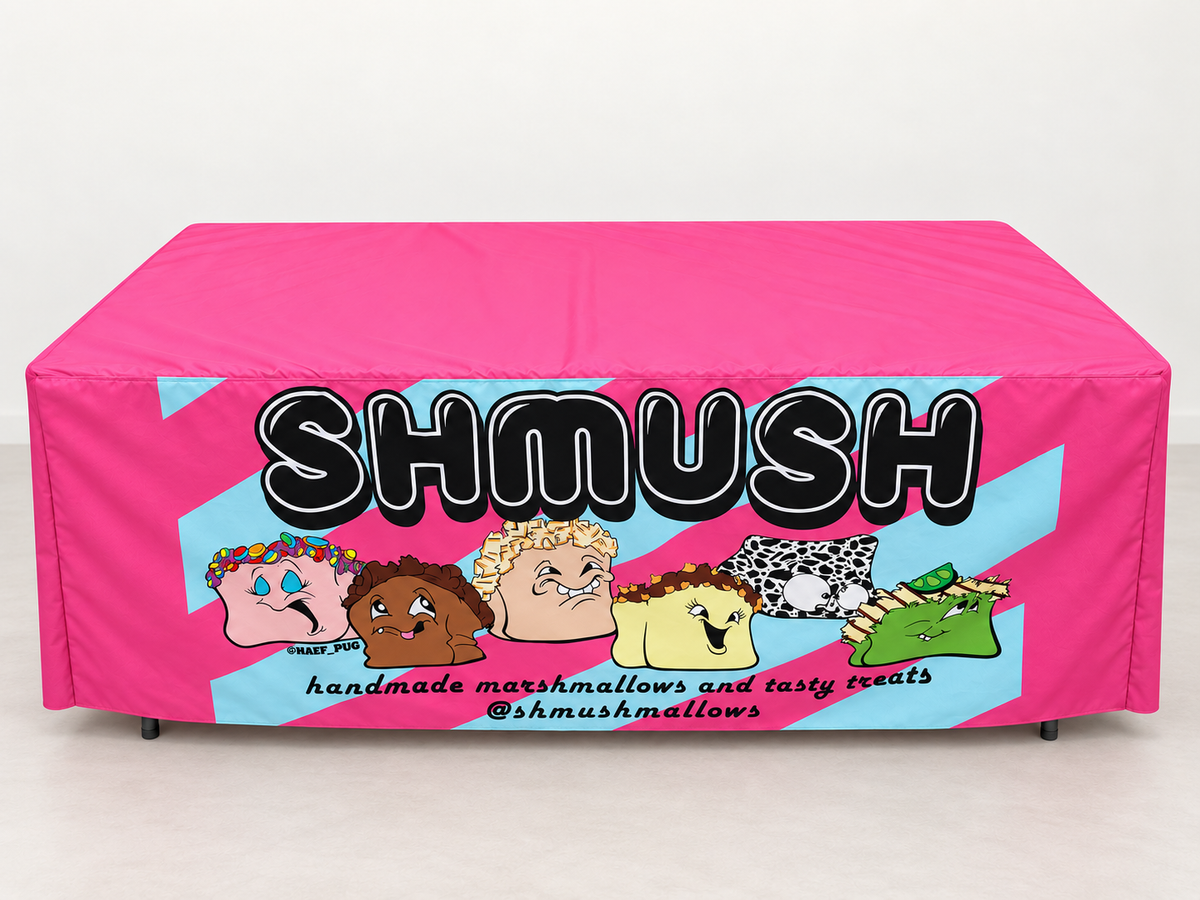 Custom Printed Table Cover with Center-Split Back